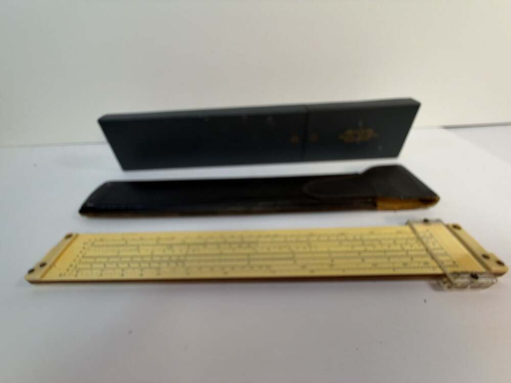 Vintage Sun Hemmi Bamboo Slide Rule with Case